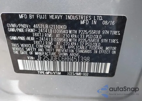 2017 Subaru Forester 2.0Xt Premium from USA, damaged, VIN JF2SJGEC6HH451398